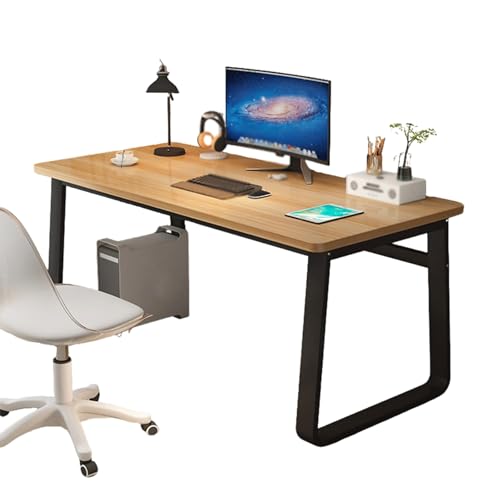 JixCJHj Schreibtisch，Computertisch，Gaming Tisch，Arbeitszimmer Holz PC Tisch，Stabiler ，schlicht,einfacher Aufbau, für kleine Räume,Schlafzimmer,Student(Light Walnut,140 * 40cm(55 * 16in)) von JixCJHj