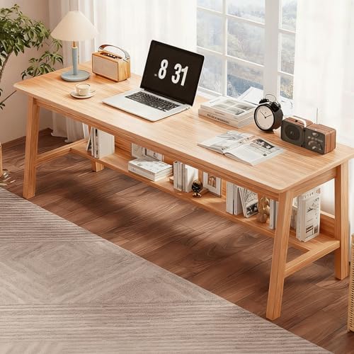 Moderner Computertisch；Schreibtisch Arbeitszimmer Computertisch；einfacher Gaming-Schreibtisch,schlicht,einfacher Aufbau, ,mit Ablagefächer, für Homeoffice und Gaming(Natural Wood,140*50cm(55*20in)) von JixCJHj