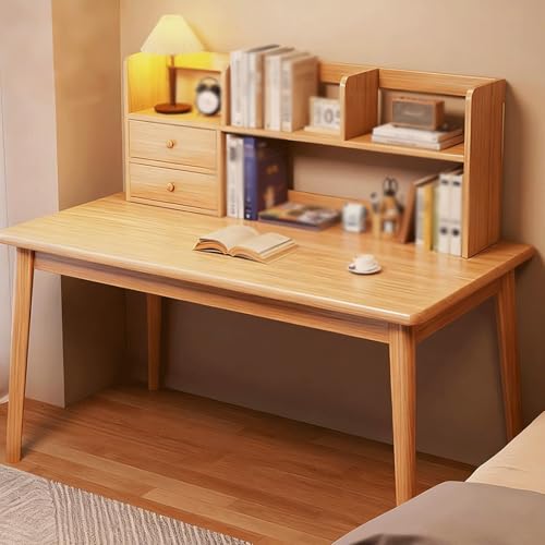 Tisch，moderner Schreibtisch，computer desk，Stabiler，Ergonomischer Steh-Sitz Tisch Computertisch, mit Ablagefächer，mit Fächern， für Studium Arbeit Zuhause Schlafzimmer(Natural Wood,100*55cm(39*22in)) von JixCJHj
