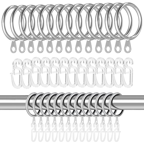 Jizxol Vorhangringe schwarz, 40 Stücke Metall Gardinenringe und 40 Stücke Kunststoff Vorhang Haken, Gardinenringe mit haken, für Fenster Tür Duschvorhang für Schienen, 30 mm Innendurchmesser. (Silver) Jizxol Vorhangringe schwarz, 40 Stücke Metall Gardinenringe und 40 Stücke Kunststoff Vorhang Haken, Gardinenringe mit haken, für Fenster Tür Duschvorhang für Schienen, 30 mm Innendurchmesser. (Silver) von Jizxol
