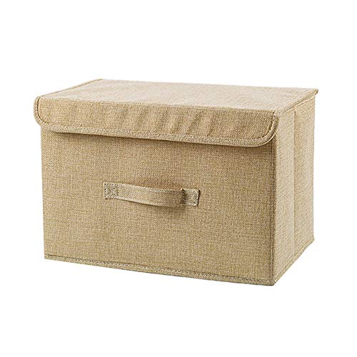 Jjoer Aufbewahrungsbox Stoff Faltbox Mit Deckel Ordnungsboxen Kleiderschrank Aus Leinen Aufbewahrungsbox Mit Deckel Groß for Kleiderschrank beige,Small von Jjoer