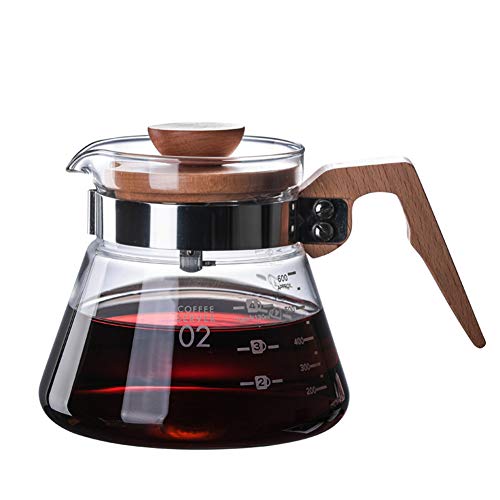 Jjoer Pour Over Kaffeebereiter CafetièRe En Verre ÉPaissi Handtropfen Kaffeekanne Mit Skala Und Dickem Griff Glaskanne HitzebestäNdig FüR Familienessen 400ml von Jjoer