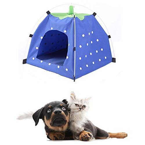 Jjoer haustierzelt Katzen Zelt Outdoor Faltbares Katzenbett Pop Up Hundezelt Hundehütte im Freien Hundehütte Hundebett mit Sonnenschirm Hundehaus Innenbett Blue von Jjoer