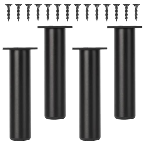 Jjqieosjeog 4 Stück Ersatz Möbelfüße Verstellbar, Schwarz Füße für Möbel (Erweiterbar 15 mm), Aluminiumlegierung Verstellbare Möbelfüße, Schrankfüsse, Füsse für Kommode, für DIY-Möbel (Schwarz) von Jjqieosjeog