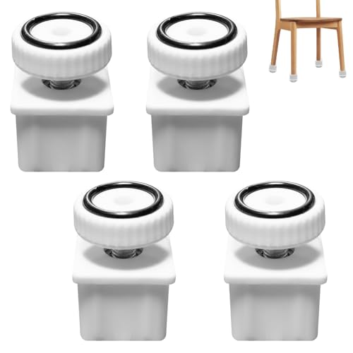 Jjqieosjeog 4 Stück Möbelfüße Verstellbar, 30 × 30 mm Weiß ABS Füße für Möbel, Eckig Verstellbare Möbelfüße Mit Rutschfestem Rohrstopfen, Möbelfüsse für Schrank, Sofa, Möbel, Schminktisch (Weiß) von Jjqieosjeog