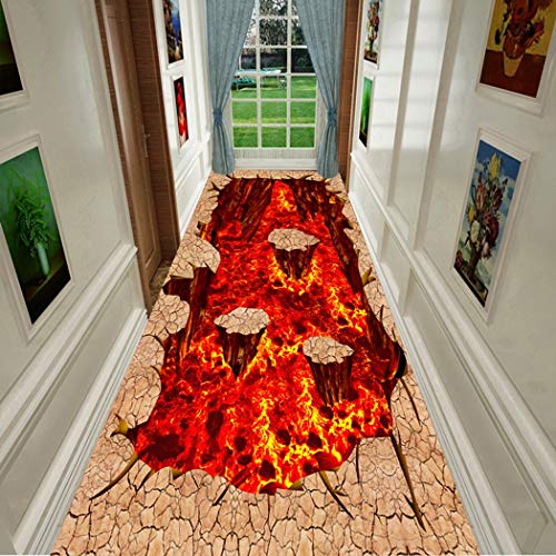 Jjzhb Lava 3D-Landschaft-Kanal Bereich Teppich, Nicht Beleg-Runner Teppich for Flur Eintrag Weg Boden Teppichböden Individueller Länge Treppen Teppich, weiche Textur und leicht zu reinigen von Jjzhb