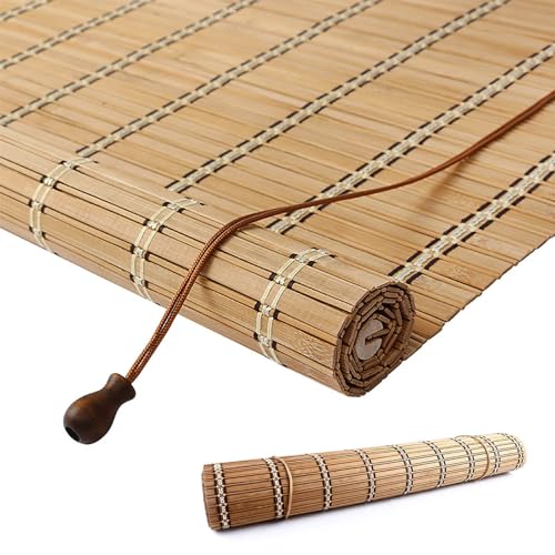 Natural Bambusrollo Outdoor Garten Balkon Rollo Bambus Sonnenschutz Sichtschutz Bambus Rollos Retro Bambusvorhang für Zuhause Büro Küche Korridor Leichten Lichtfilterung Anti-UV (Size : W100xH160cm) von JkXuberant