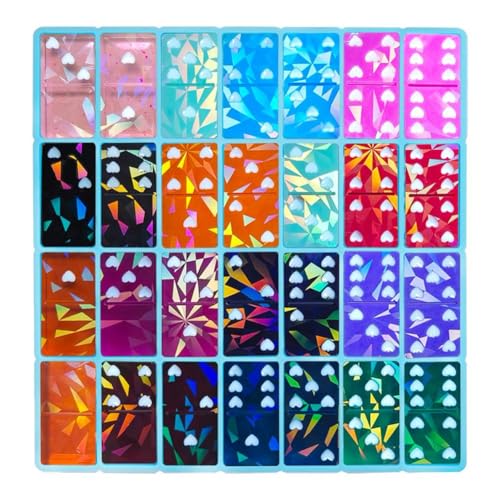 Domino Harz Formen, Holografische Schokoladenformen, Silikon DIY Dominosteine Epoxidharz Form Gießharz Silikonform Dekoration, Epoxidharz-Gussformen, DIY-Backwachsschmelzen (Blue) von Jkapagzy