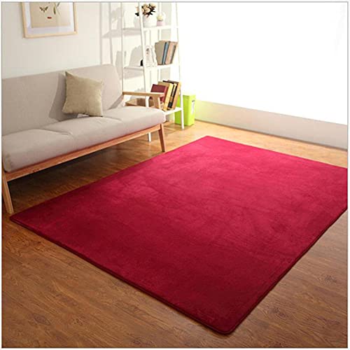 Teppich Wohnzimmer Teppich Schlafzimmer Weinroter Tisch Flauschig Weich Teppiche Moderne, Flauschige Waschbar Kurzflor Groß Teppiche für Wohnzimmer, Esszimmer, Kinderzimmer Größen rug-80x120cm von Jllcyr