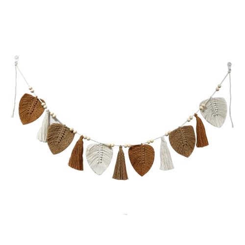 Jlnmmn 150 cm Makramee Wandbehang, Boho Deko Makramee Wandbehang, Chic Tapisserie Fransengirlande, für Wohnzimmer, Schlafzimmer, Kinderzimmer (khaki) von Jlnmmn