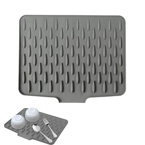 Silikon-Abtropfmatte, Abtropfmatte Geschirr, KitchenRaku Abtropfmatte, Abtropfmatte Silikon Arbeitsplattenschutz, Geeignet für Küchenspülen, Badezimmer und Wohnzimmer von Jlnmmn