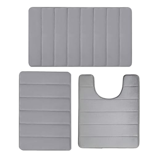 Badematten-Set, tragbares Badezimmer-Bodenmatten-Set, wasserdichte Badematte und Teppich-Zubehör, rutschfeste Badematte, farblich abgestimmtes Badematten-Trio, Moderne Badematten-Set, tragbares Badezimmer-Bodenmatten-Set, wasserdichte Badematte und Teppich-Zubehör, rutschfeste Badematte, farblich abgestimmtes Badematten-Trio, Moderne von Jlobnyiun