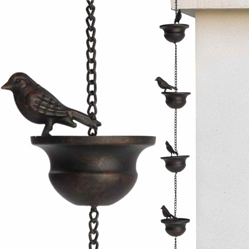 Dekorative Regenkette - Hochleistungswasserfänger, rustikaler Gutter -Hanger | Starker Metallvogel mit wetterfestem Finish für Dachentwässerung, elegante Gartendekoration im Freien und Home zu Hause von Jlobnyiun
