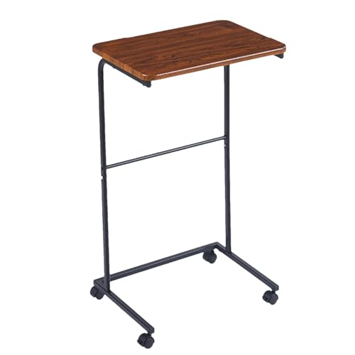 Jlobnyiun Beistelltisch – mobiler Laptopwagen, rollbarer Nachttisch, Wohnzimmerakzenttische mit Rollen, stabiler Metallrahmen, Nachttisch, leises Schiebe-Snack-Tablett, faltbarer Arbeitstisch von Jlobnyiun