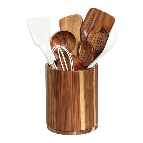 Jlobnyiun Holz Besteckhalter,Besteckorganizer Mit 360° Drehfunktion | Aufbewahrungsorganizer Aus Holz Für Besteck Messer Löffel Gabeln,Löffel Gabeln Besteck Geschirr Organizer von Jlobnyiun