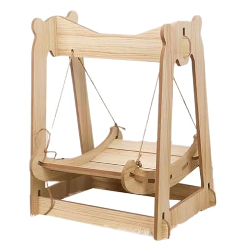Jlobnyiun Holzkatze Hängematte Swing - Haustierbett, hängende Stuhl, gemütliche Liege, langlebiger Möbelsitz, Hund ruhen | Bequemes Bett für Katzen und Welpen Home Entspannungsraum von Jlobnyiun