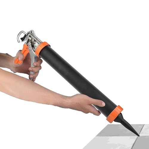 Jlobnyiun Kartuschenfüllspritze – Auto Cut-Off Heavy Duty Caulking Tool – Verschüttungsfreier, rutschfester müheloser Quetschkleberspender für Bodenbelag-Techniker, Bau, Badezimmer-Renovierer von Jlobnyiun