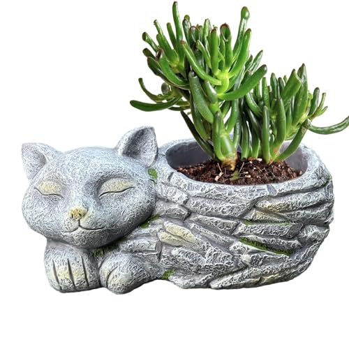 Jlobnyiun Katzen-Blumentopf – Übertopf in Katzenform, schlafender Katzentopf, Bezaubernder Katzen-Pflanztopf für Katzenliebhaber, Bezaubernde Katzentöpfe, Bunte Katze für Innen- und Außenbereich von Jlobnyiun