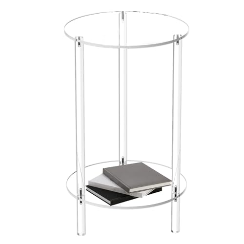 Jlobnyiun runder Beistelltisch - klarer Acryl -Endtisch, moderner transparenter | Langlebiger Schlafzimmer Nachttisch, stilvoller Arbeitsplatz Kaffee zeitgenössischer Wohnzimmer Bett für Bürohaus von Jlobnyiun