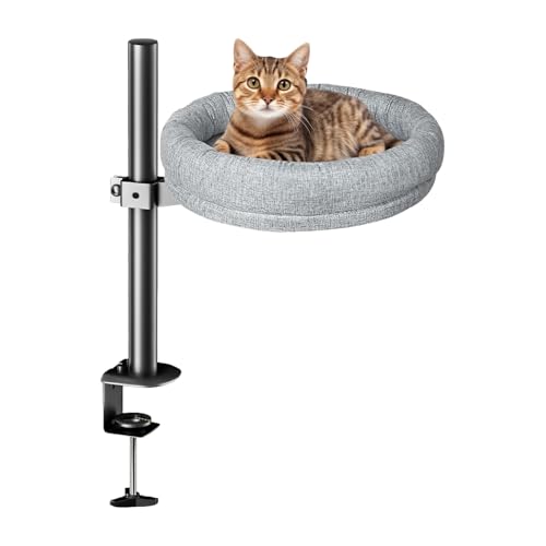 Kätzchen Tischbett - Katze rotierendes Nest, Schreibtisch Lounger | 360 ° Schwenk -Haustierregal mit starkem Rahmen, erhöhte Möbel für Wohnheim -Heimbüro, gemütlicher Rastplatz im Innenbereic von Jlobnyiun