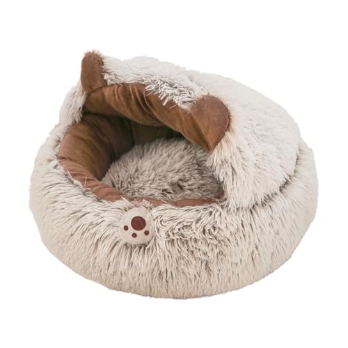 Katzenhöhle,Runde Überzogene Katzenhöhle Höhle | rutschfeste Warme Schlafhöhle Haustierzubehör Für Winter Schlaf,Für Innen Außen Balkon Schlafzimmer Wohnzimmer Wohnung von Jlobnyiun