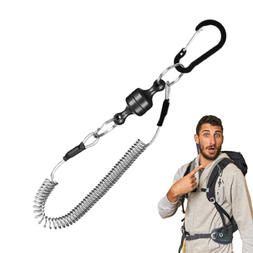 Kescher Magnet - Magnetclip Haltevorrichtung mit Rückzugsfunktion - Karabiner Leine Schnellverschluss Rutschsicher Halter für Salzwasser Landung Watten Boot Fluss von Jlobnyiun