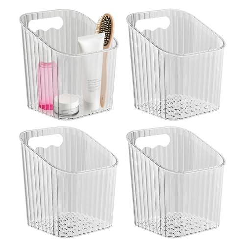 Klarer Wandregal | Acryl Regale Wandorganizer Aufbewahrungssystem | Acrylregale für Wand 4 Stück Aufbewahrungsboxen Mit Klebebefestigung | Für Studentenzimmer Küche Bad Büro Wohnung Haus Garage von Jlobnyiun