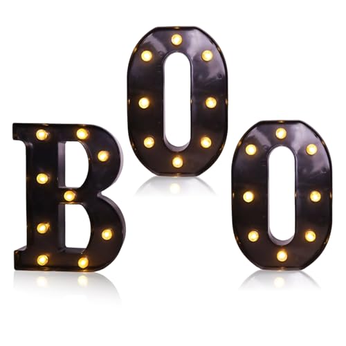 LED Halloween Dekorationen Festzeltbuchstaben - Boo -Schild mit Lichtern, batteriebetriebener | 3-teilige LED-Halloween-Buchstabenlichter für Kaminküchendekor, Innenpartyregal und gruselige Feiertagsa LED Halloween Dekorationen Festzeltbuchstaben - Boo -Schild mit Lichtern, batteriebetriebener | 3-teilige LED-Halloween-Buchstabenlichter für Kaminküchendekor, Innenpartyregal und gruselige Feiertagsa von Jlobnyiun
