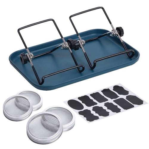 Sprouting Jar Kit - Masons Jar Keimset mit Ständer & Tablett | Samenzucht-Set für Anfänger, Edelstahldeckel & Gestell für Indoor Sprossen Microgreenes, Küchentheke, Samenstarter-Kit Sprouting Jar Kit - Masons Jar Keimset mit Ständer & Tablett | Samenzucht-Set für Anfänger, Edelstahldeckel & Gestell für Indoor Sprossen Microgreenes, Küchentheke, Samenstarter-Kit von Jlobnyiun