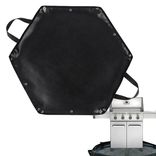 Under Grill Matte - hexagonale feuerfeste Matte Feuerstelle BBQ Matten - hitzebeständige Feuerstelle Pad -Grillmatten, klappbare -Beutel mit Kleiderohr für Außenterrasse, Deck, Camping von Jlobnyiun
