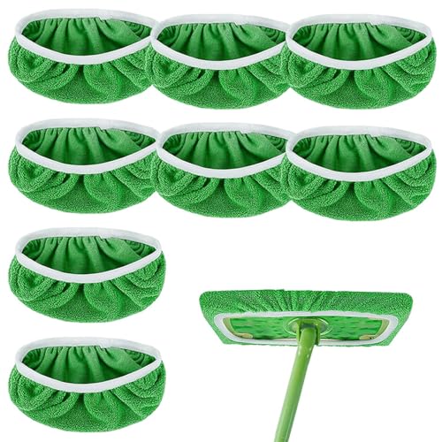 Waschmaschinen -Mop -Pads - 8 Pack wiederverwendbares Fleece -Abdeckungen, Flat -Stoff -Austausch, haltbarer Bodenreinigerkopf, Haushaltsabstaubwischblätter | Perfektes Reinigungsbehörde für das Büro von Jlobnyiun