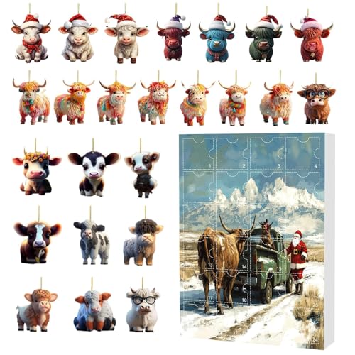 Weihnachtshochland Kuh Kalender Advent - Weihnachten 24 Tage Kuhverzierung Countdown -Kalender | 2d Acryl -Tierverzierungen Für Baumfenster Wandtür Auto Rückspiegel Rucksack Weihnachtshochland Kuh Kalender Advent - Weihnachten 24 Tage Kuhverzierung Countdown -Kalender | 2d Acryl -Tierverzierungen Für Baumfenster Wandtür Auto Rückspiegel Rucksack von Jlobnyiun