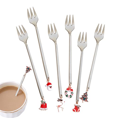 Weihnachtslöffel-Set aus Edelstahl,Weihnachtslöffel-Set | 6 Stück kleine Teelöffel Weihnachts-Rührlöffel - Dessertlöffel-Set, Bestecklöffel in Lebensmittelqualität für Kaffee, Tee, Suppe, Zucker, Dess Weihnachtslöffel-Set aus Edelstahl,Weihnachtslöffel-Set | 6 Stück kleine Teelöffel Weihnachts-Rührlöffel - Dessertlöffel-Set, Bestecklöffel in Lebensmittelqualität für Kaffee, Tee, Suppe, Zucker, Dess von Jlobnyiun