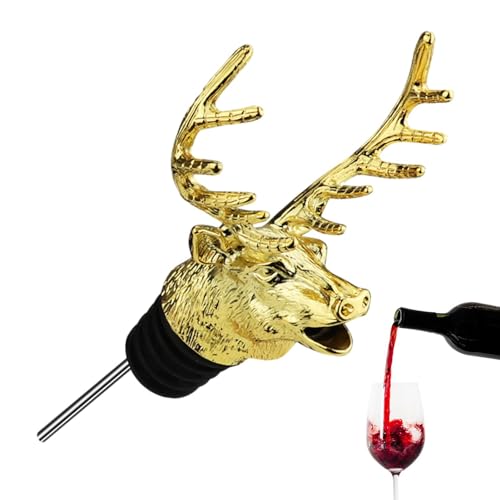 Weinausgießer Hirschkopf, Hirsch-Weinausgießer, Weinflaschenverschluss mit Weinausgießer 2 in 1 | Hirschkopf Weinbelüfter Weinausgießer Flaschenausgießer Geschenk Einzigartiges Zubehör von Jlobnyiun