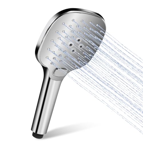 Duschkopf Hochdruck mit 3 Strahlarten(Massage/Regen/Mix) – 120cm Duschplatte – Handbrause mit Ein-Klick-Umschaltung – Wassersparend & Leistungsstark – Duschbrause für Bad & Dusche (silber) von Jmlieben