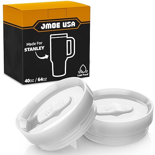 Jmoe USA 1.2 l Schiebedeckel für Stanley 1.1 l Adventure Quencher H2.0 Flowstate Becher mit Griff, auslaufsicher und auslaufsicher, spülmaschinenfest (weiß, 2er-Pack) von Jmoe USA