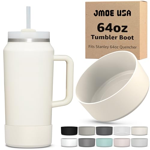 Jmoe USA Stiefel für Stanley Quencher H2.0 FlowState Becher mit Griff, BPA-freies Silikon, Ärmelschutz für den Boden der Tasse, schützt vor Dellen und Kratzern, cremefarben von Jmoe USA