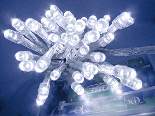 JnDee™ LED-Lichterkette, wasserdicht, batteriebetrieben, 2 m, 20 LED, Weihnachts-Lichterkette Mit Dauerlicht- oder Blinkfunktion. cool white von JnDee