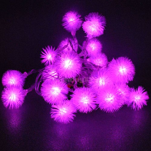 JnDee LED-Lichterkette, rosa Blütenkugeln, 2 Meter lang, 20 LEDs, Funktionen: Ein/Aus/Blinken, perfekt für Weihnachten, Hochzeiten und Partys von JnDee