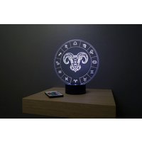 Lampe De Chevet Personalisierbar Veilleuse Illusion 3D Astrologie Bélier 16 Couleurs & Télécommande von JnbMaker