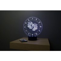 Lampe De Chevet Personalisierbar Veilleuse Illusion 3D Astrologie Gémeaux 16 Couleurs & Télécommande von JnbMaker