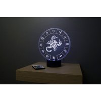 Lampe De Chevet Personalisierbar Veilleuse Illusion 3D Astrologie Skorpion 16 Couleurs & Télécommande von JnbMaker