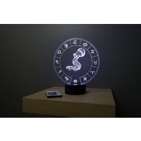 Lampe De Chevet Personalisierbar Veilleuse Illusion 3D Astrologie Verseau 16 Couleurs & Télécommande von JnbMaker