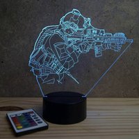 Lampe De Chevet Personalisierbar Veilleuse Illusion 3D Commando Marine 16 Couleurs & Télécommande von JnbMaker