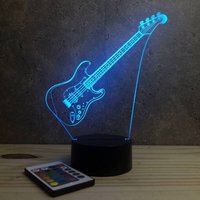 Lampe De Chevet Personalisierbar Veilleuse Illusion 3D Guitare Basse 16 Couleurs & Télécommande von JnbMaker