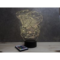 Lampe De Chevet Personalisierbar Veilleuse Illusion 3D Moteur Harley Davidson 16 Couleurs & Télécommande von JnbMaker