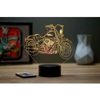 Lampe De Chevet Personalisierbar Veilleuse Illusion 3D Moto Fat Bob Harley Davidson - 16 Couleurs & Télécommande von JnbMaker