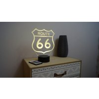 Lampe De Chevet Personalisierbar Veilleuse Illusion 3D Route 66 - 16 Couleurs & Télécommande von JnbMaker