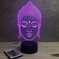Lampe De Chevet Personalisierbar Veilleuse Illusion 3D Tête Bouddha 16 Couleurs & Télécommande von JnbMaker