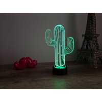 Lampe Led Illusion 3D Kaktus Personalisierbar - 16 Couleurs Avec Télécommande Fabriquée En France Lampe Led Illusion 3D Kaktus Personalisierbar - 16 Couleurs Avec Télécommande Fabriquée En France von JnbMaker